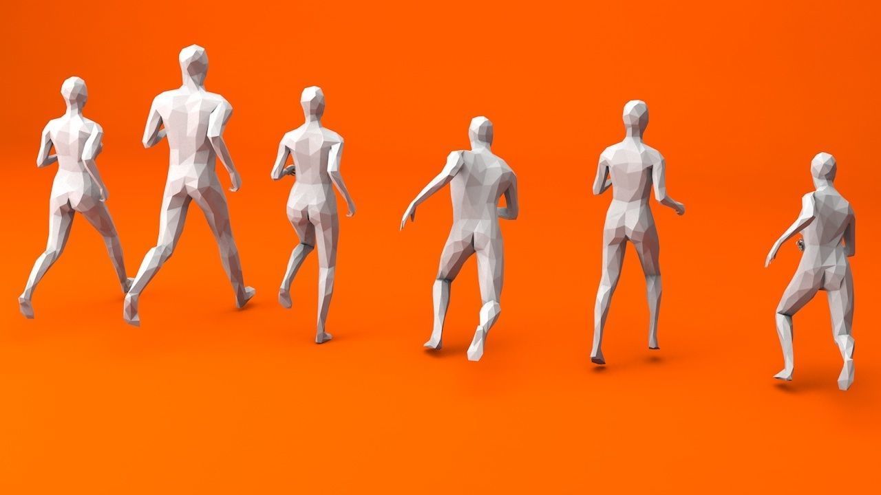 6 Running People Minimalist Low-poly 3D model_4