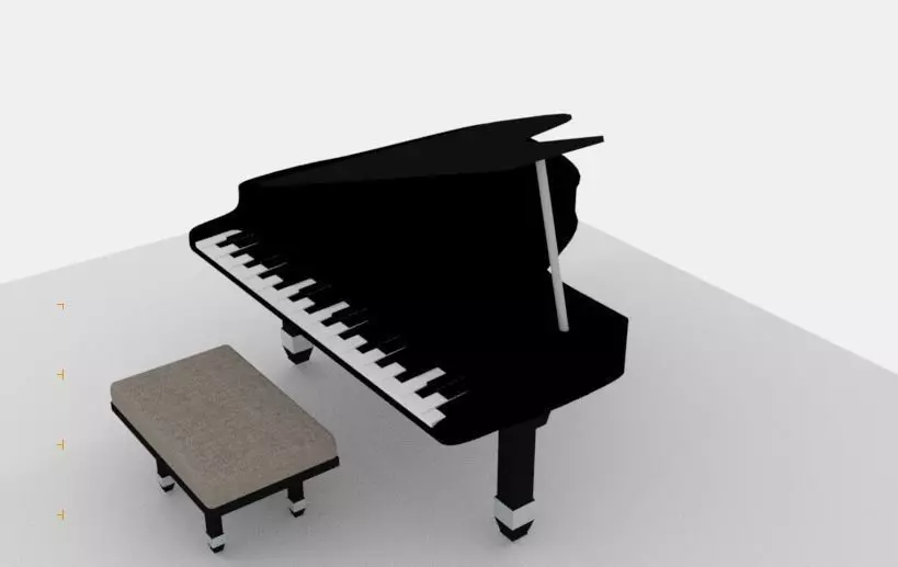 Piano 3D model with stool Free 3D model