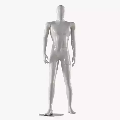 Faceless male white mannequin 17 3D model
