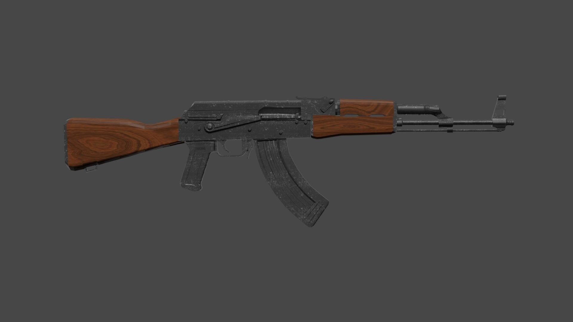 Ak-47 ak - rifle Low-poly 3D model_2