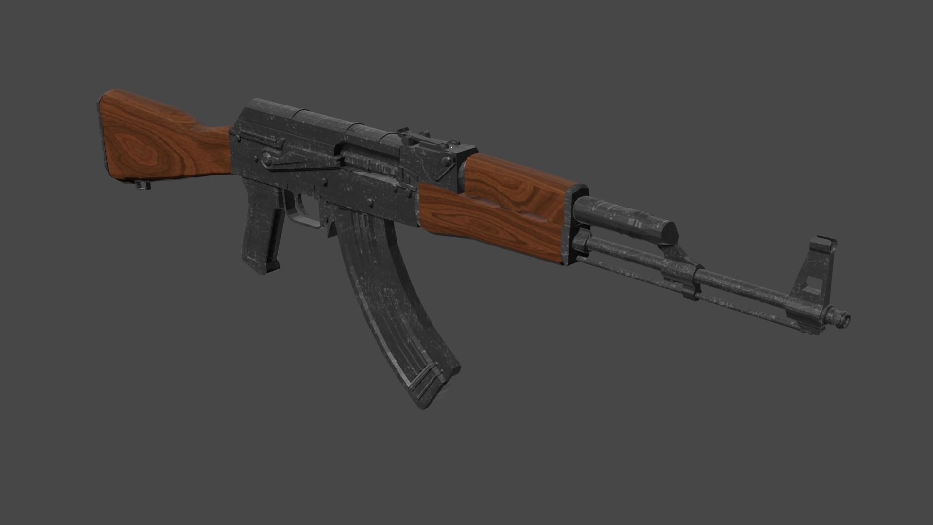 Ak-47 ak - rifle Low-poly 3D model_3