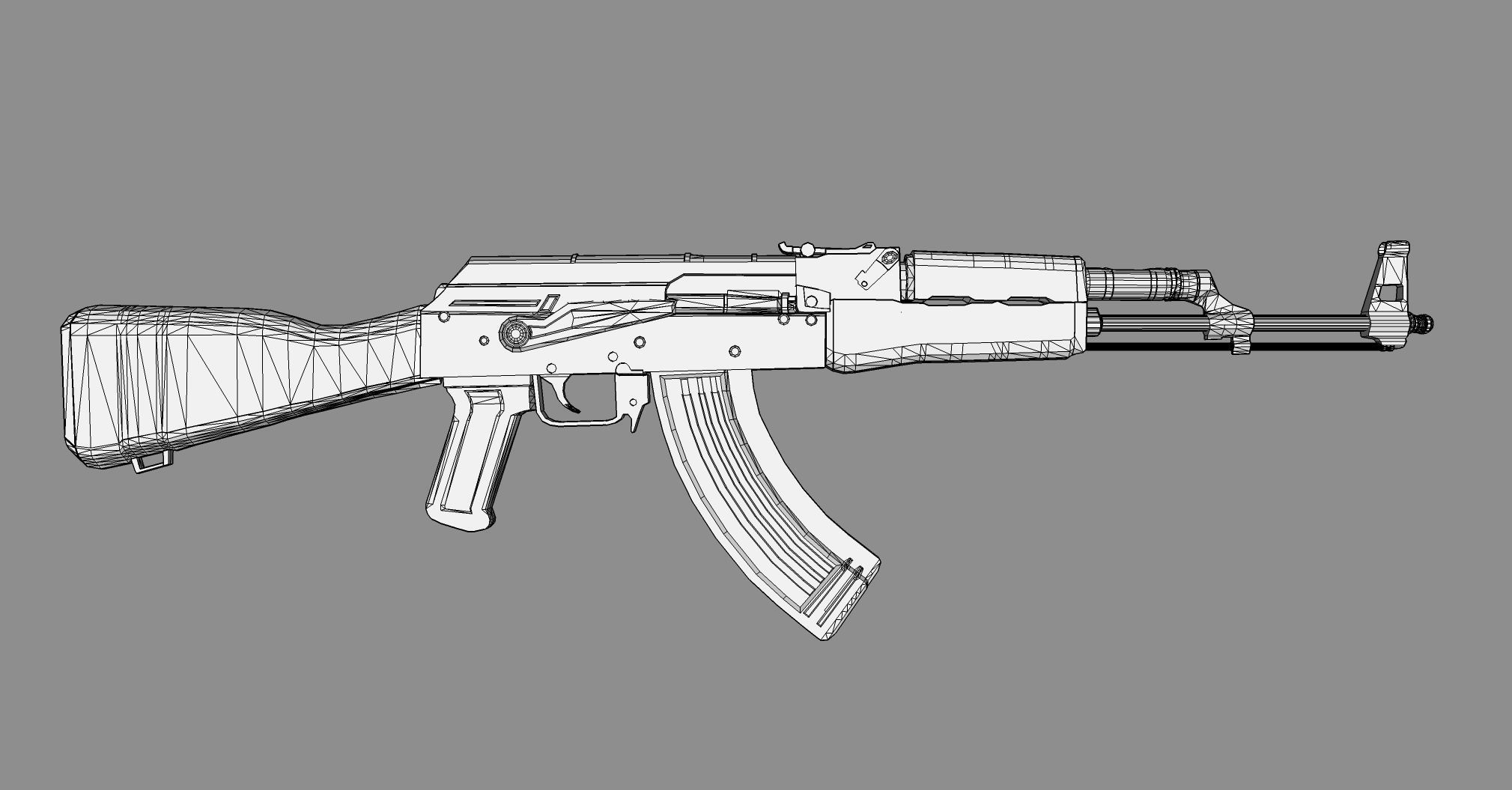 Ak-47 ak - rifle Low-poly 3D model_5