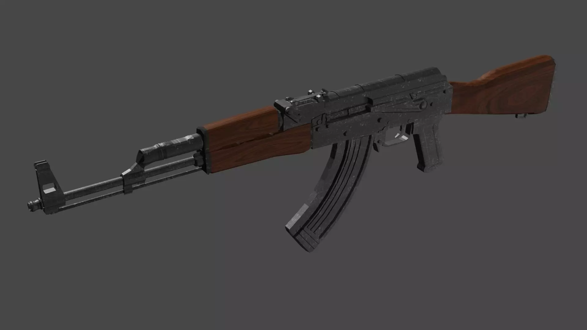 Ak-47 ak - rifle Low-poly 3D model_0