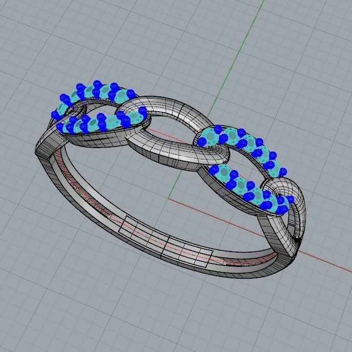 Women Diamond ring Cuban chain design 3dm stl 3D print model 3D print model_26