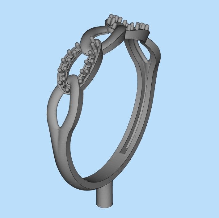 Women Diamond ring Cuban chain design 3dm stl 3D print model 3D print model_28
