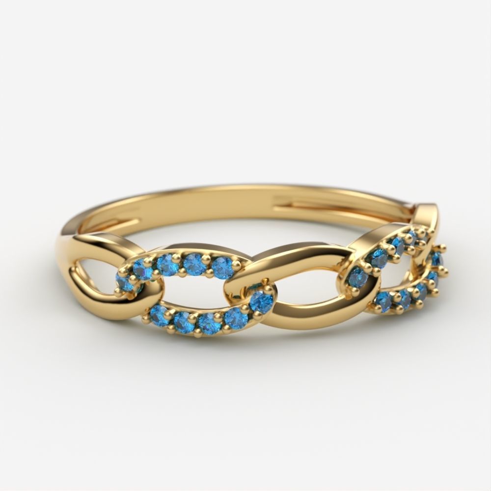 Women Diamond ring Cuban chain design 3dm stl 3D print model 3D print model_5