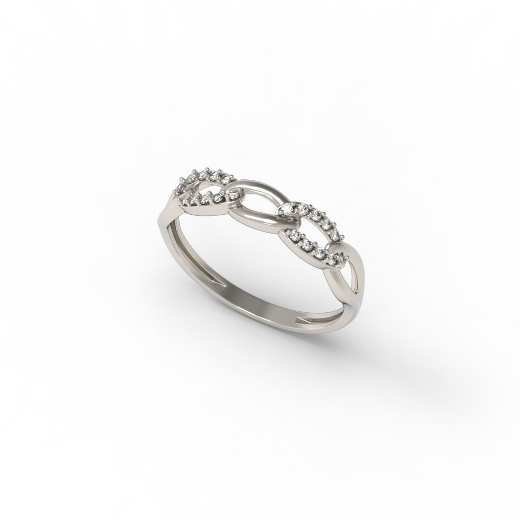 Women Diamond ring Cuban chain design 3dm stl 3D print model 3D print model_13