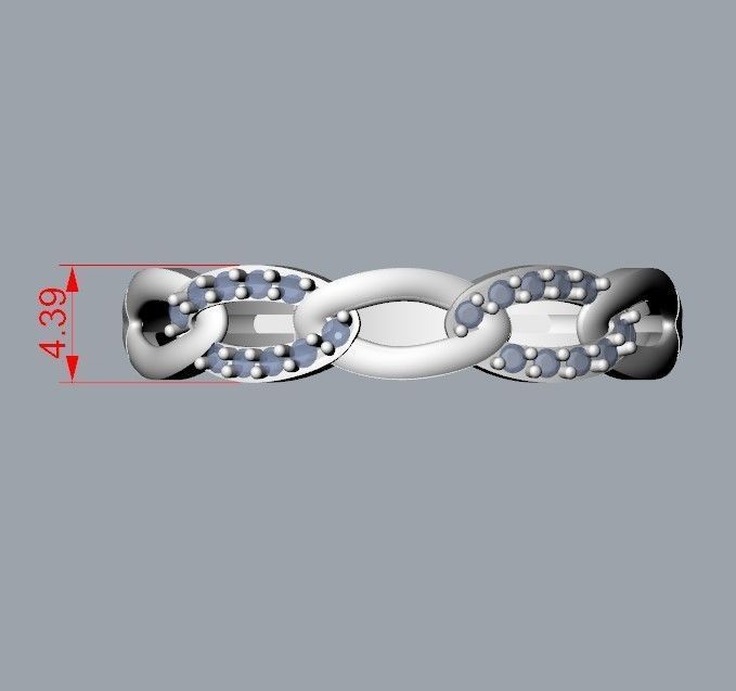 Women Diamond ring Cuban chain design 3dm stl 3D print model 3D print model_25
