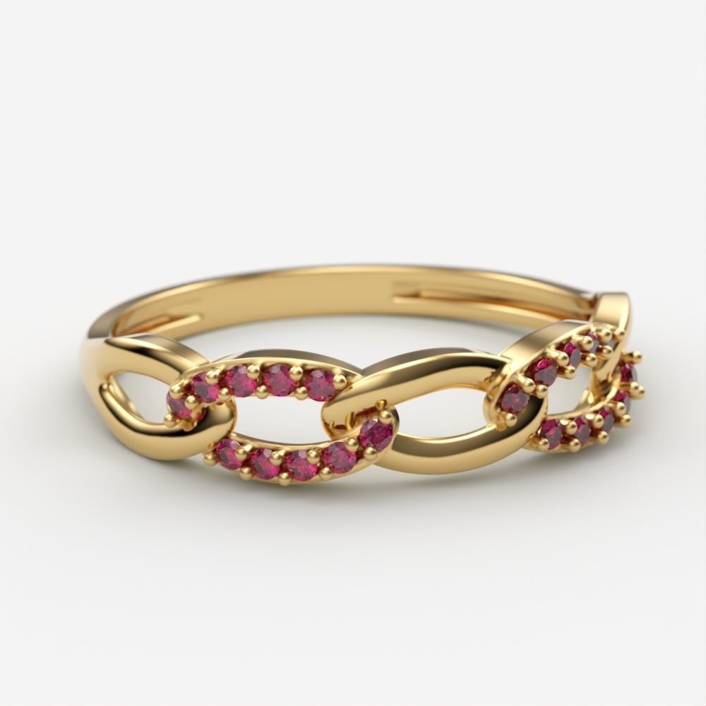 Women Diamond ring Cuban chain design 3dm stl 3D print model 3D print model_6