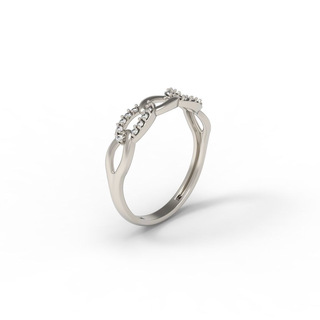 Women Diamond ring Cuban chain design 3dm stl 3D print model 3D print model_8