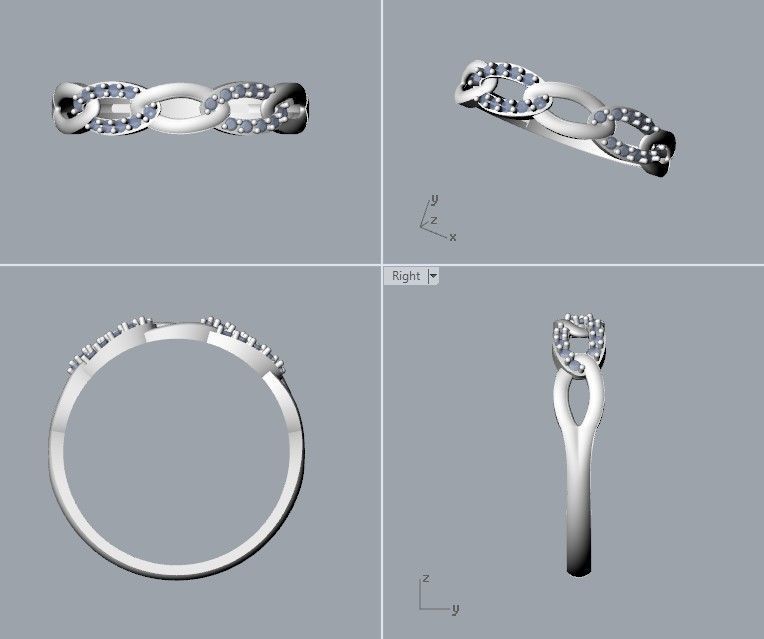 Women Diamond ring Cuban chain design 3dm stl 3D print model 3D print model_23