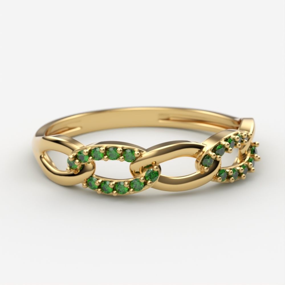 Women Diamond ring Cuban chain design 3dm stl 3D print model 3D print model_7