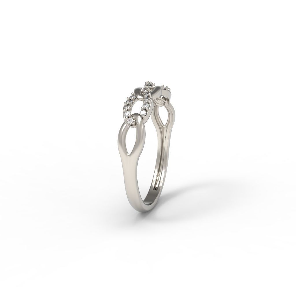 Women Diamond ring Cuban chain design 3dm stl 3D print model 3D print model_11