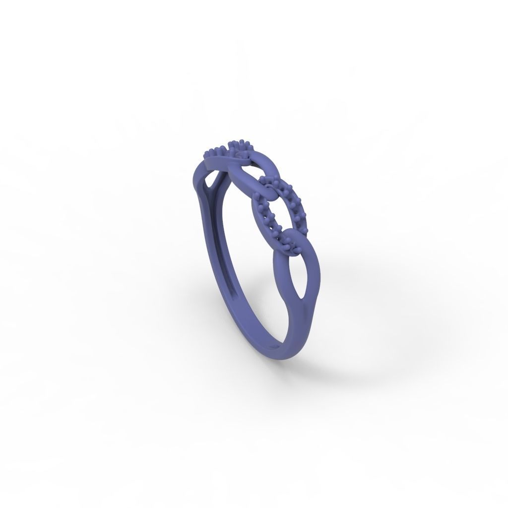 Women Diamond ring Cuban chain design 3dm stl 3D print model 3D print model_17