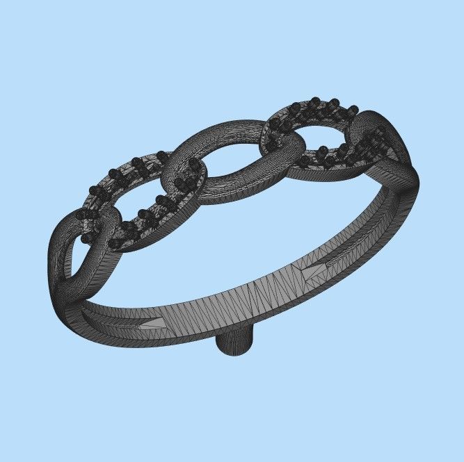 Women Diamond ring Cuban chain design 3dm stl 3D print model 3D print model_33