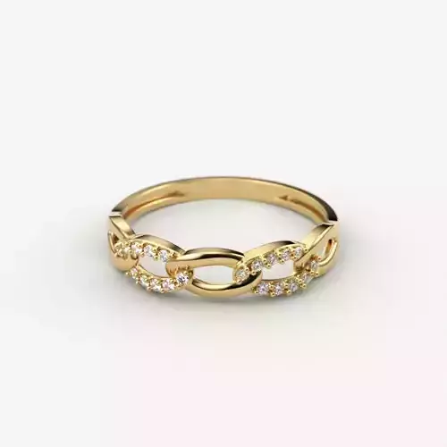 Women Diamond ring Cuban chain design 3dm stl 3D print model 3D print model