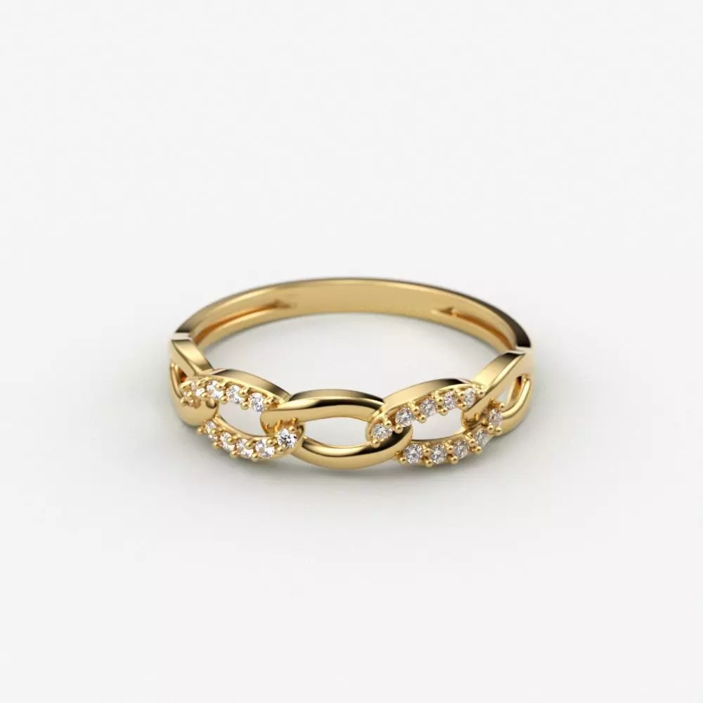 Women Diamond ring Cuban chain design 3dm stl 3D print model 3D print model_0