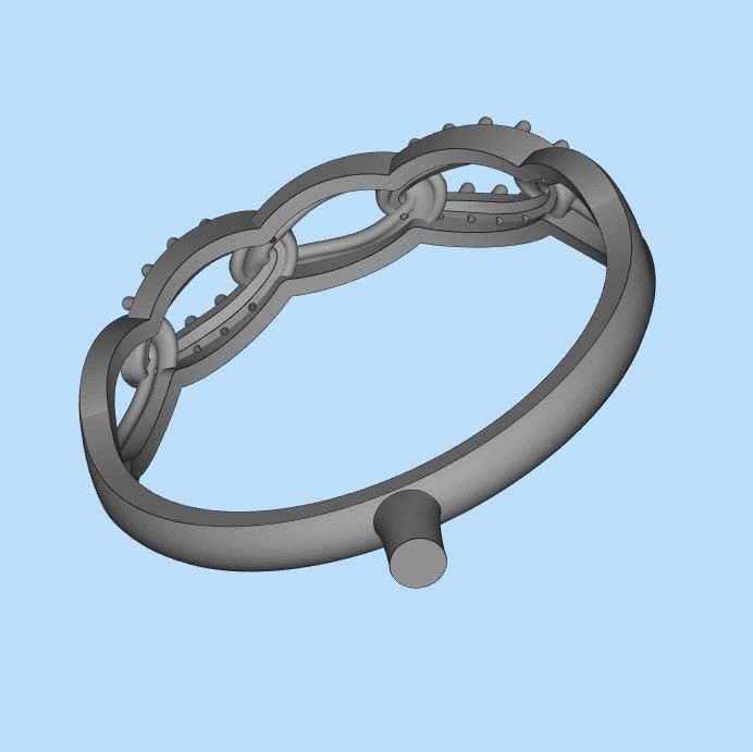 Women Diamond ring Cuban chain design 3dm stl 3D print model 3D print model_27