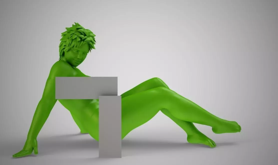 Sits Leaning Back on Her Hands 3D print model_0