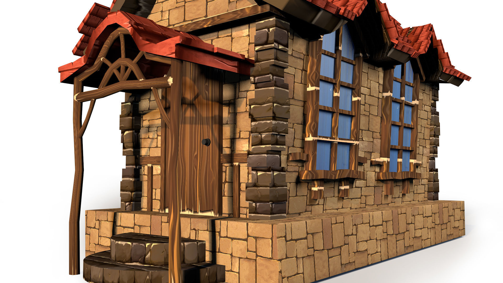 3d Cartoon house Low-poly 3D model_1