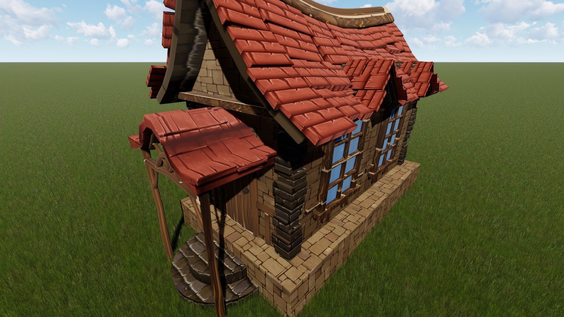 3d Cartoon house Low-poly 3D model_6