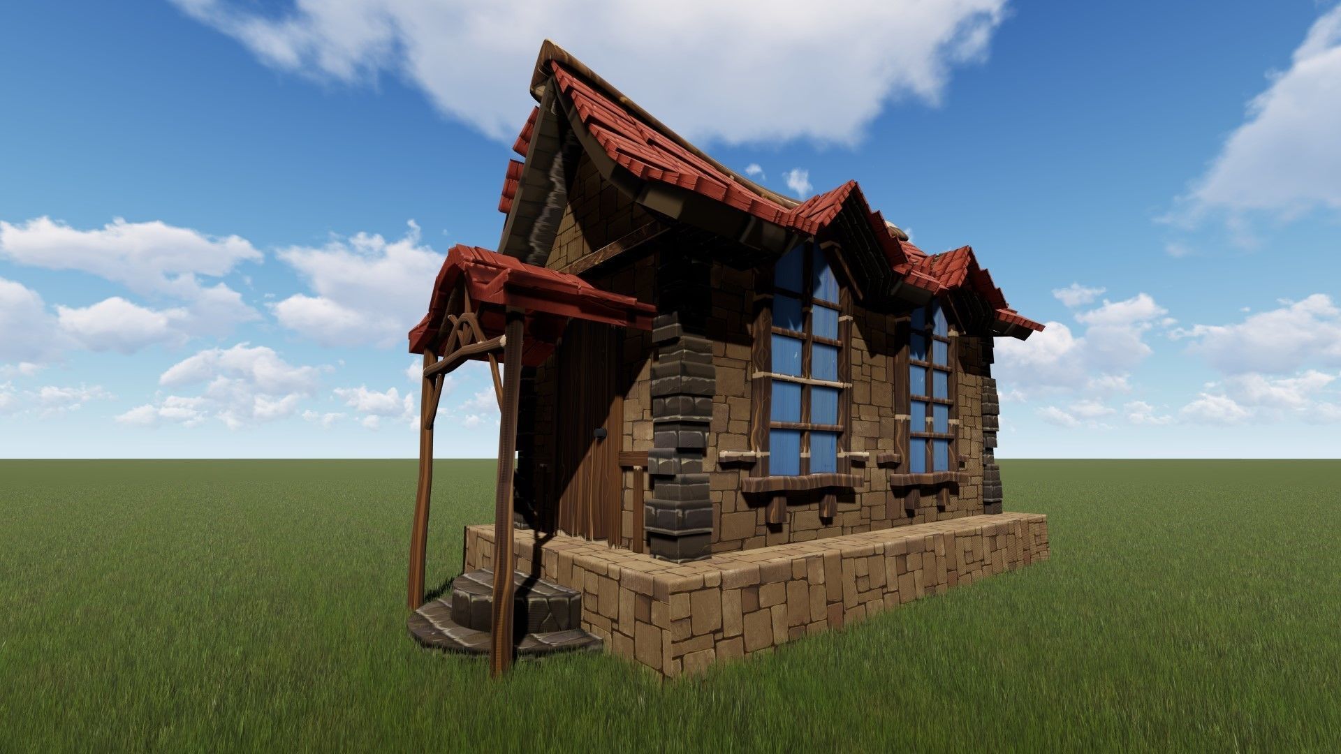 3d Cartoon house Low-poly 3D model_2