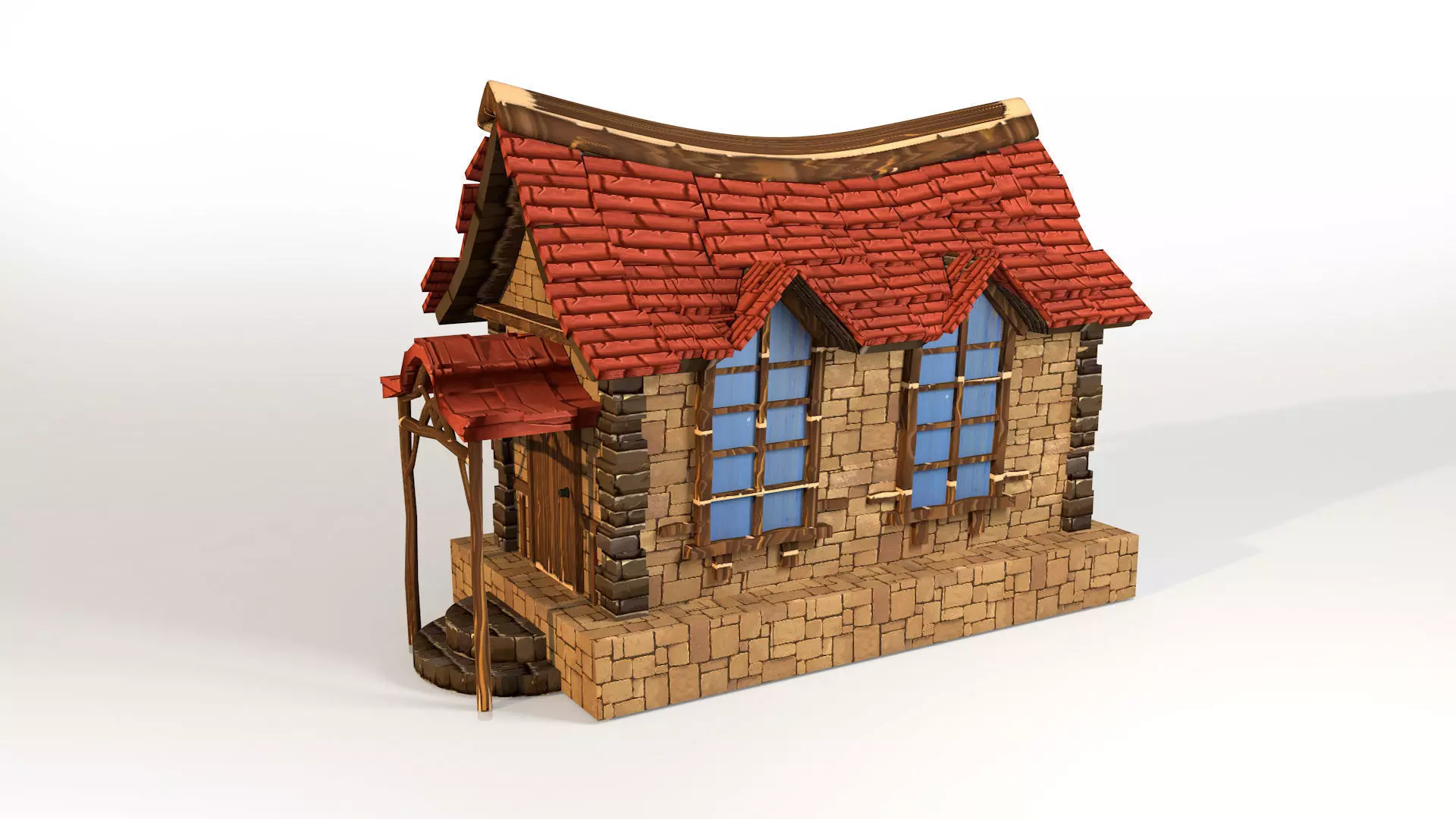3d Cartoon house Low-poly 3D model_0