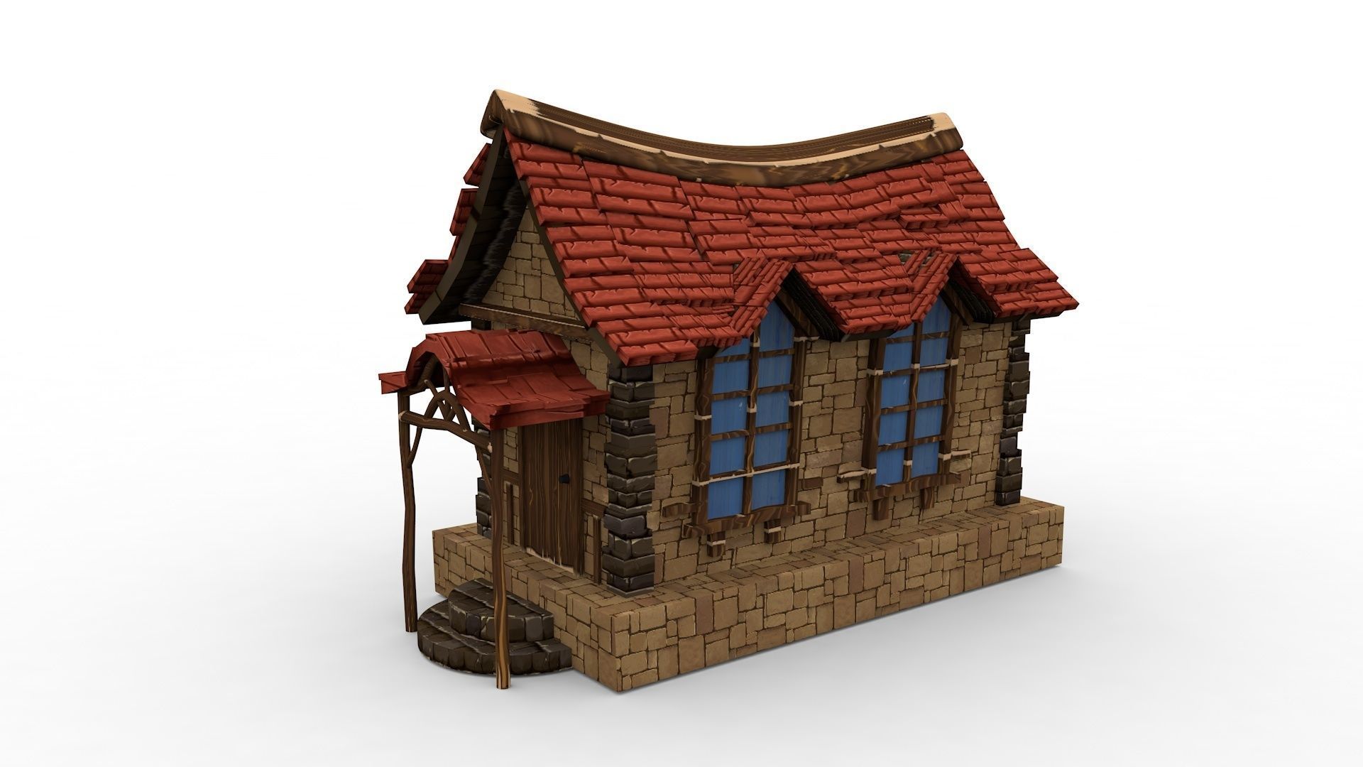 3d Cartoon house Low-poly 3D model_3