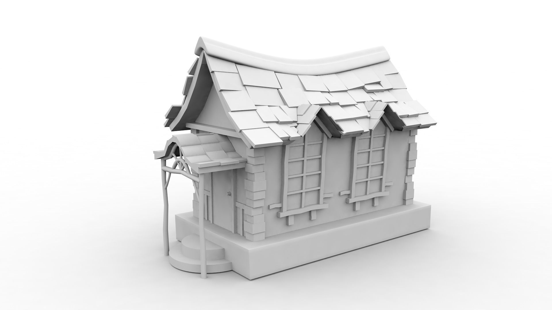 3d Cartoon house Low-poly 3D model_7