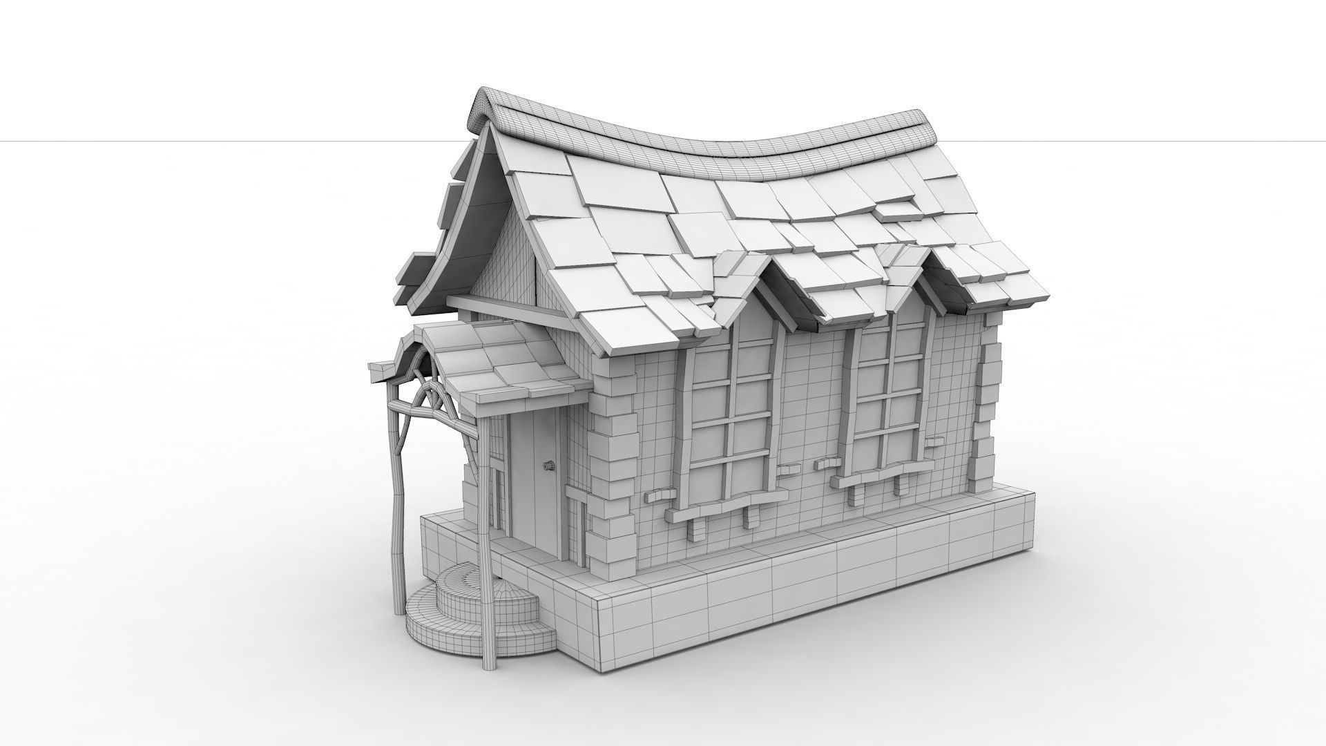 3d Cartoon house Low-poly 3D model_8