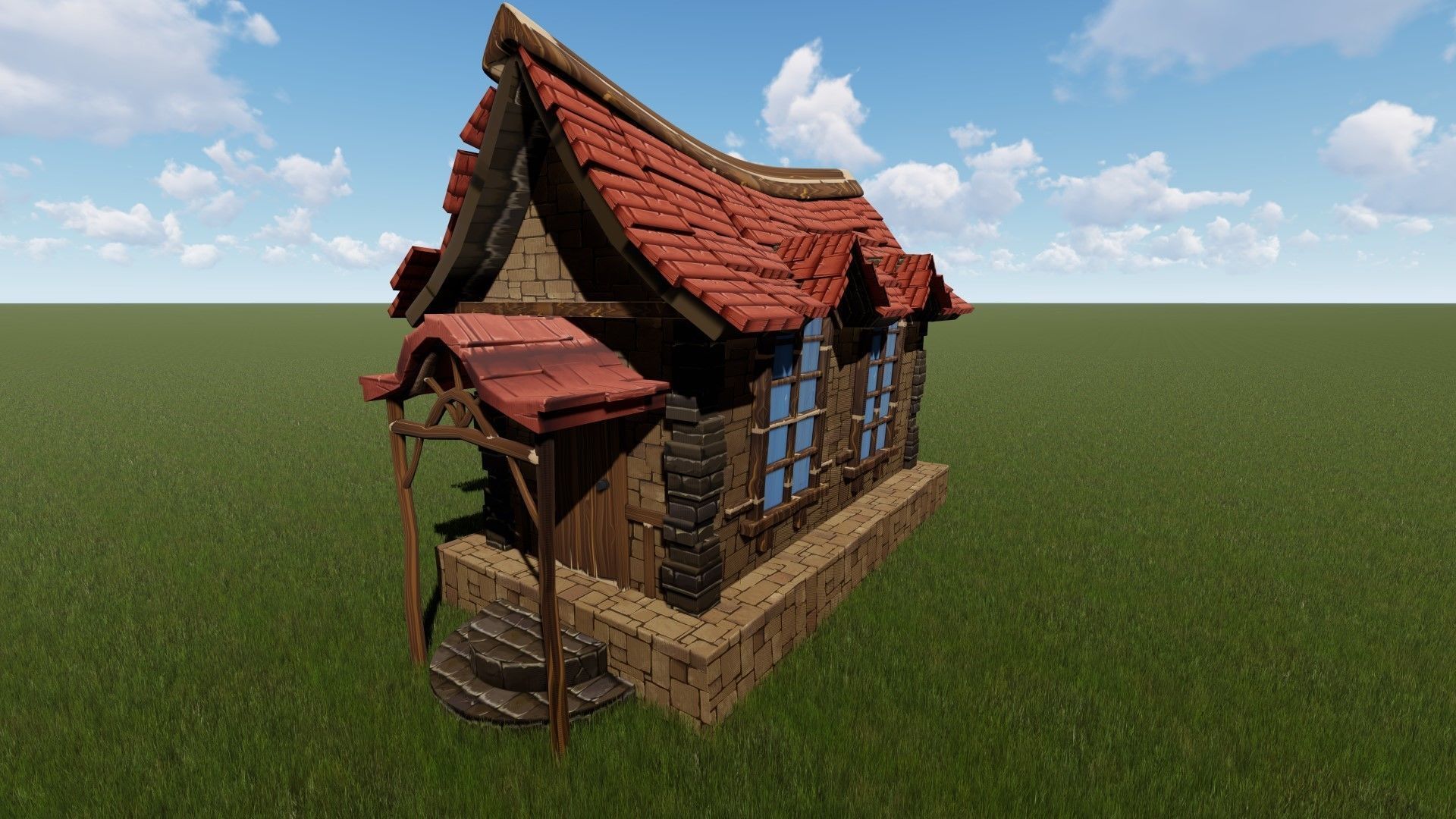 3d Cartoon house Low-poly 3D model_4