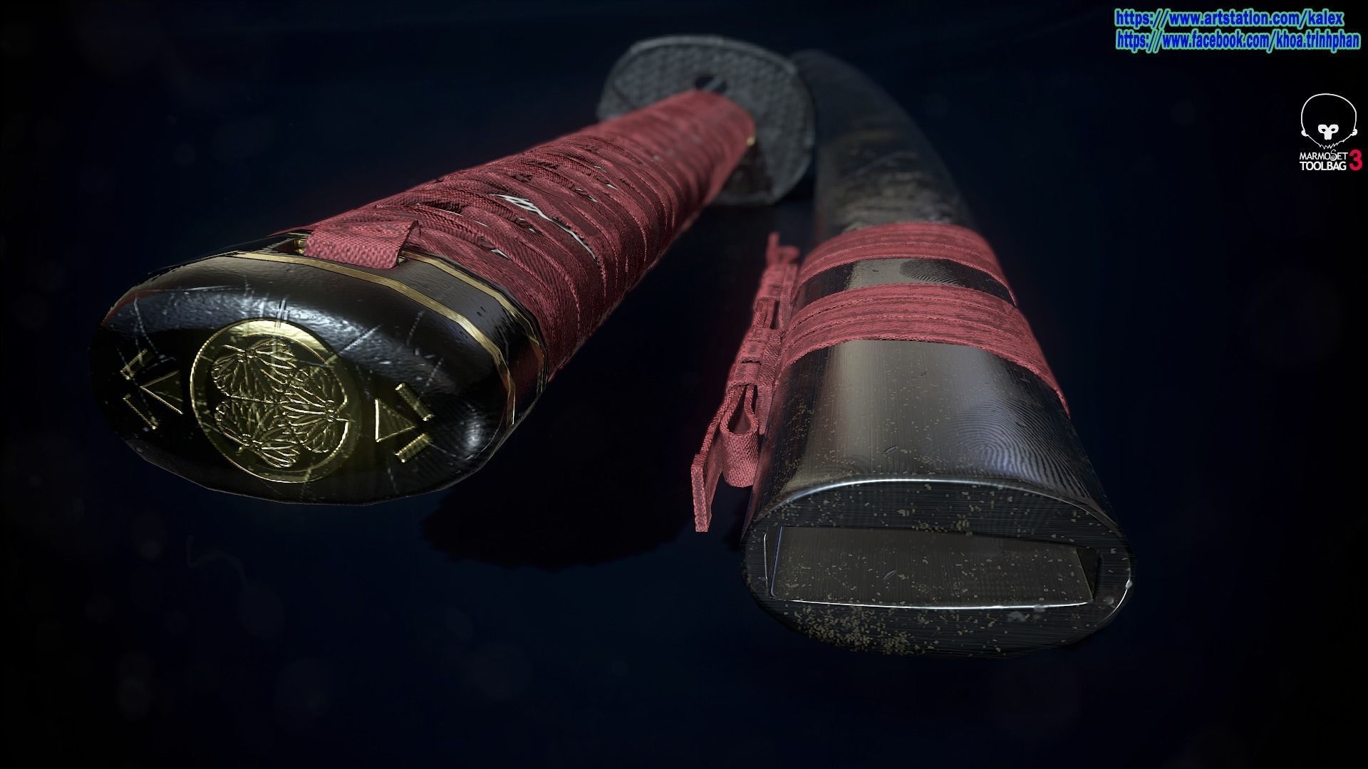 Katana samurai sword 3D model_2