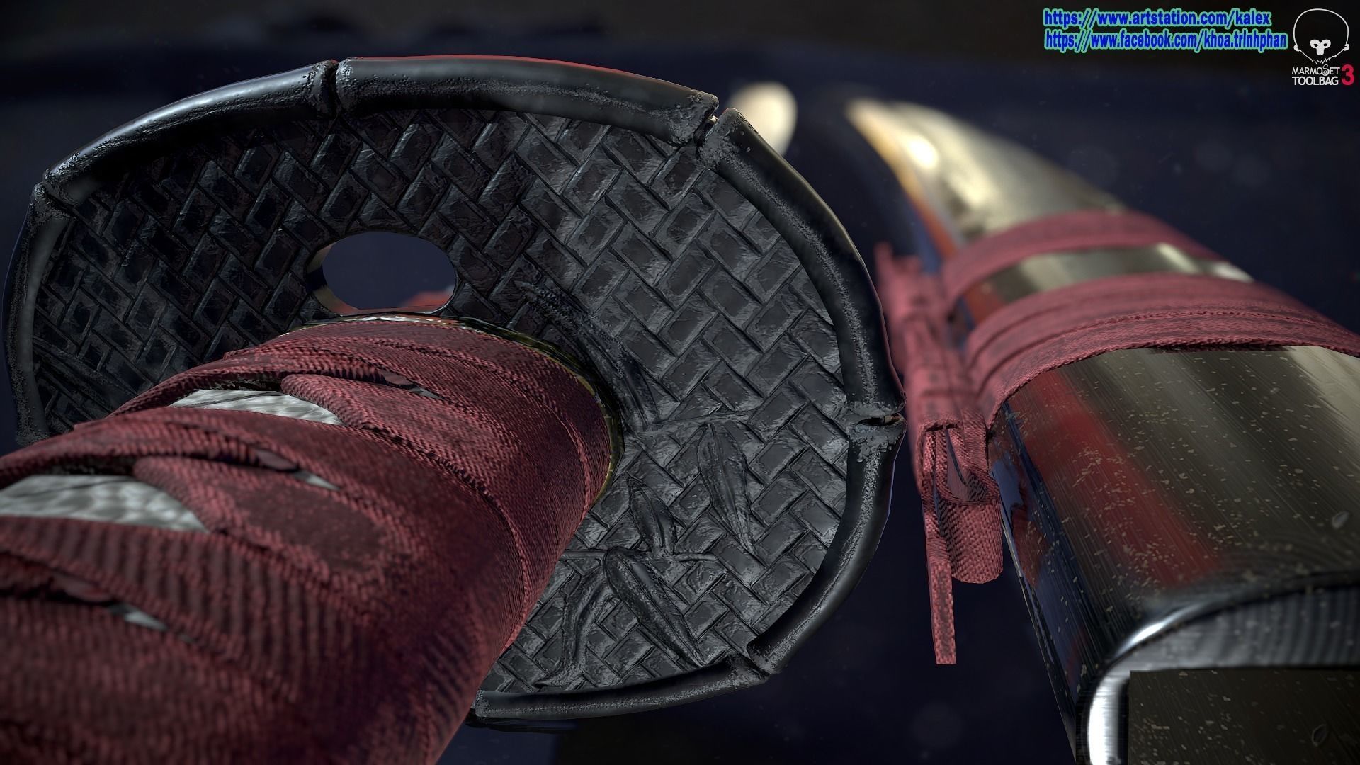 Katana samurai sword 3D model_4