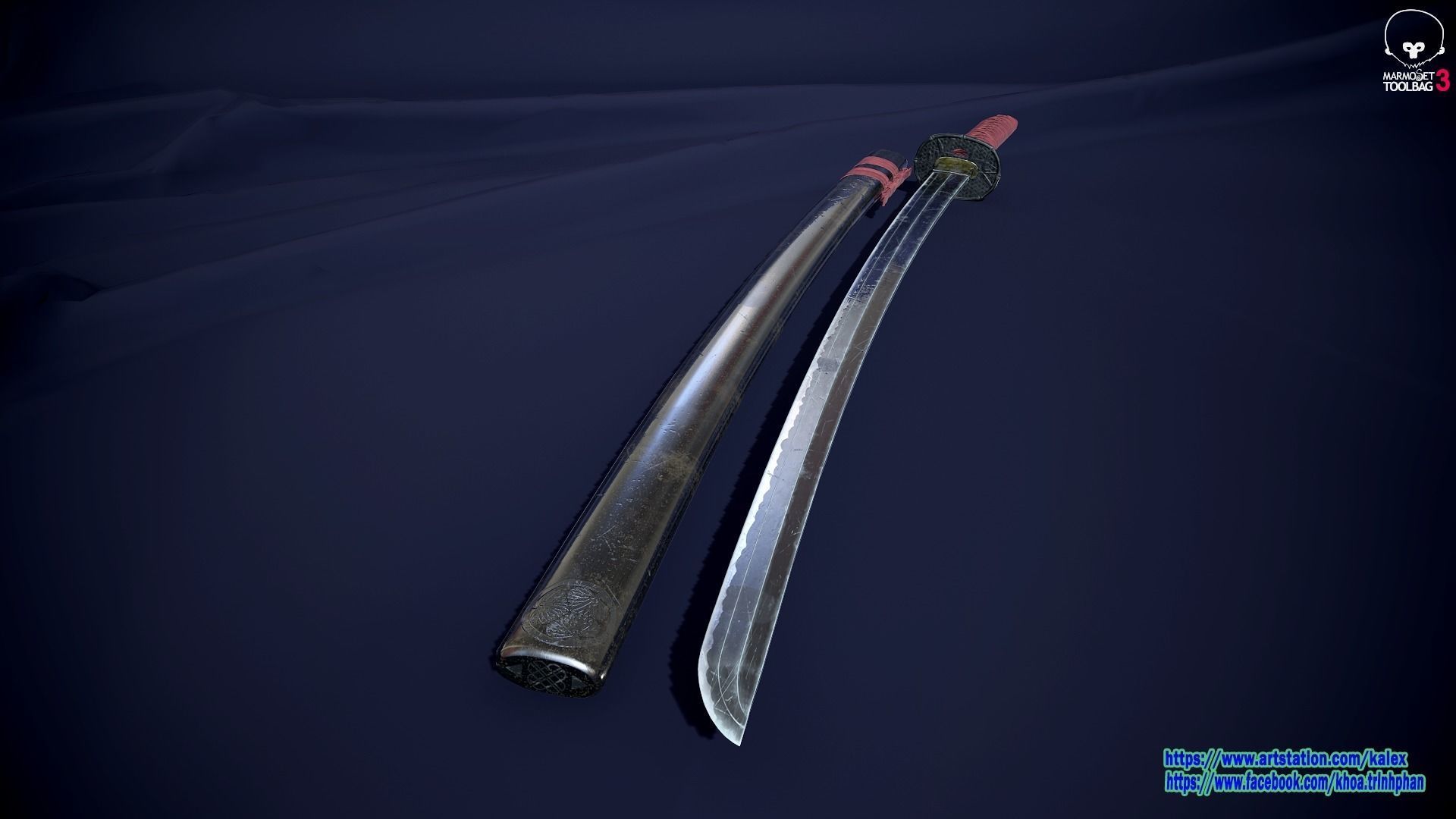 Katana samurai sword 3D model_6