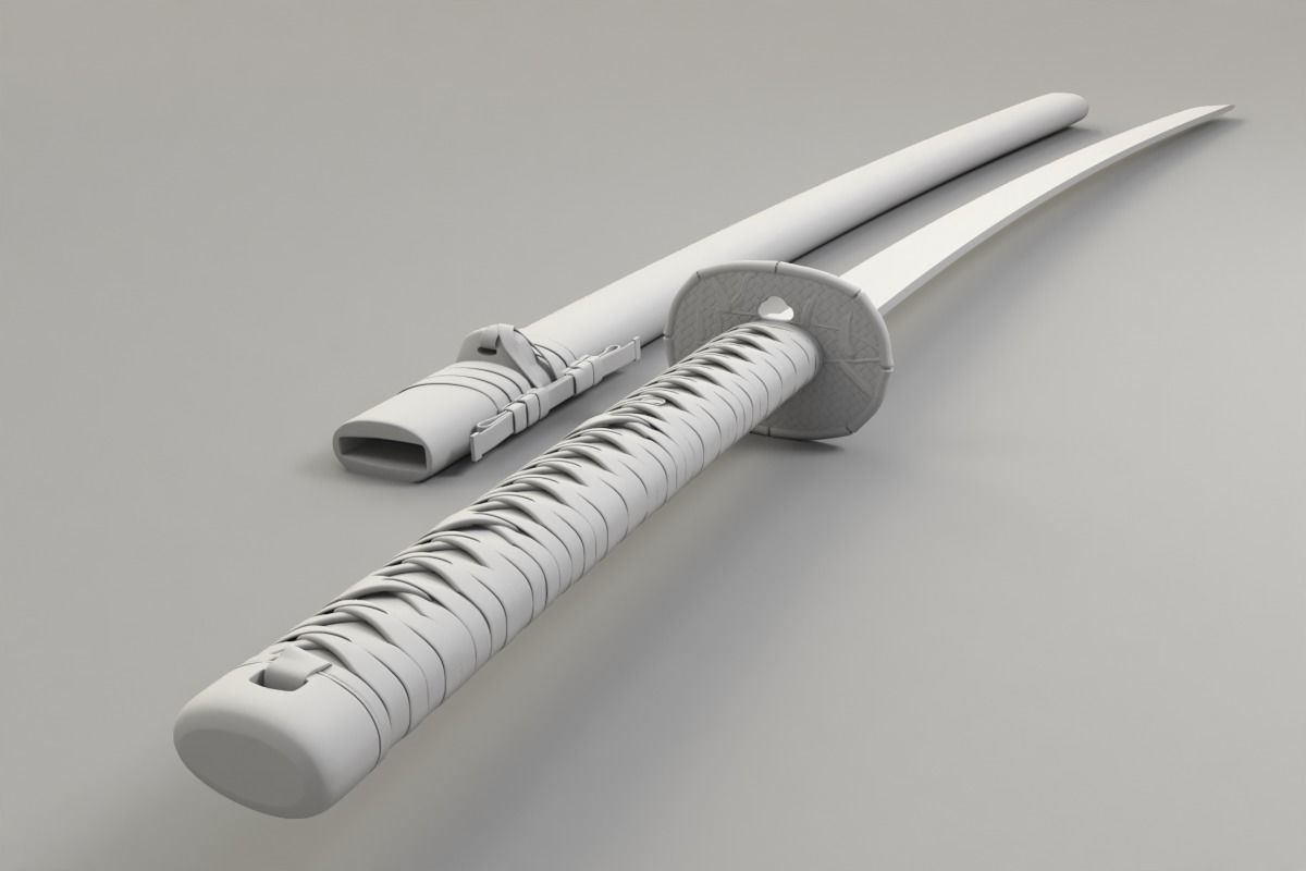 Katana samurai sword 3D model_8
