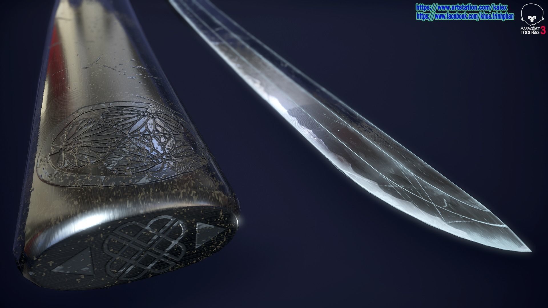 Katana samurai sword 3D model_3