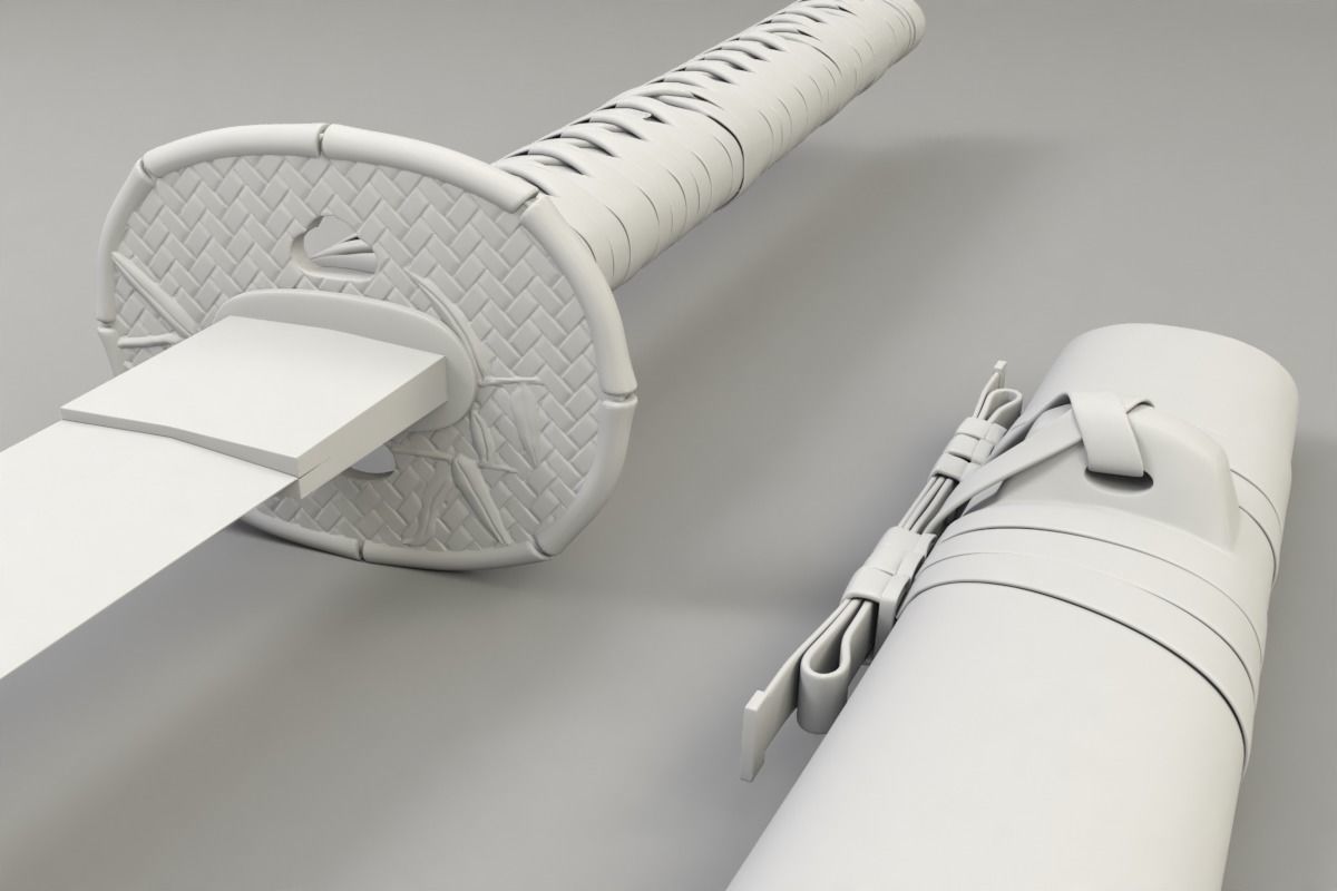 Katana samurai sword 3D model_9