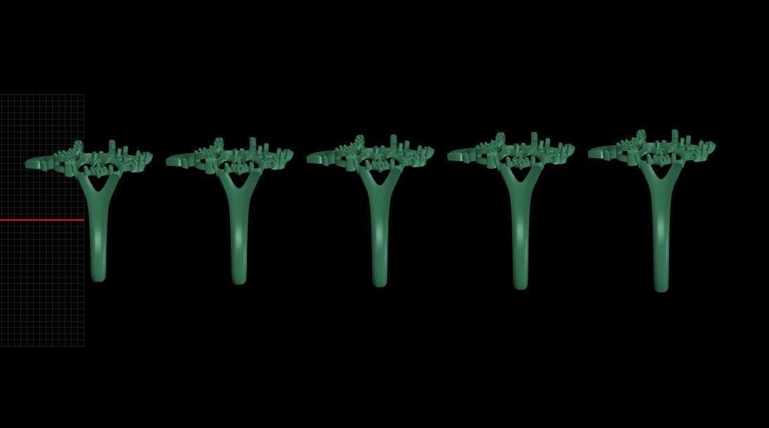 Women ring with gems and diamonds 3dm stl vintage 3D print model_40