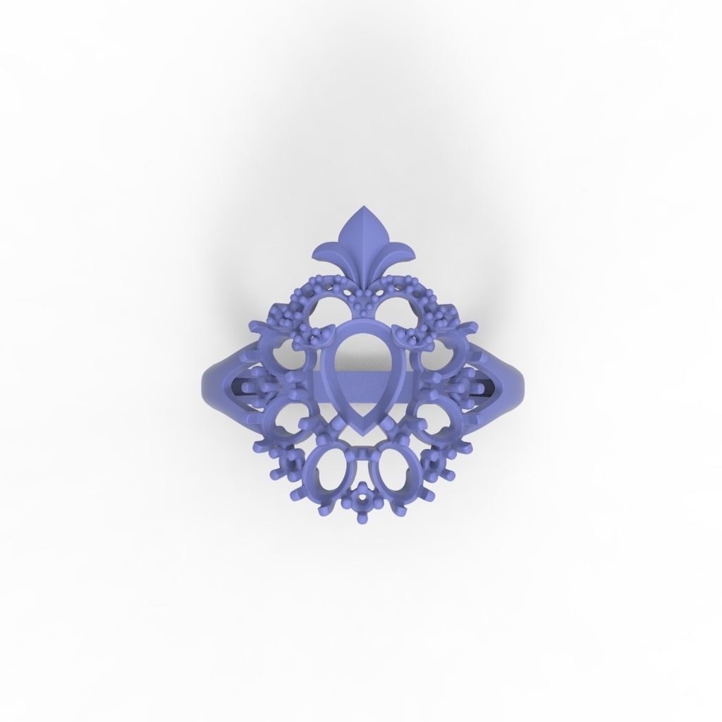 Women ring with gems and diamonds 3dm stl vintage 3D print model_24