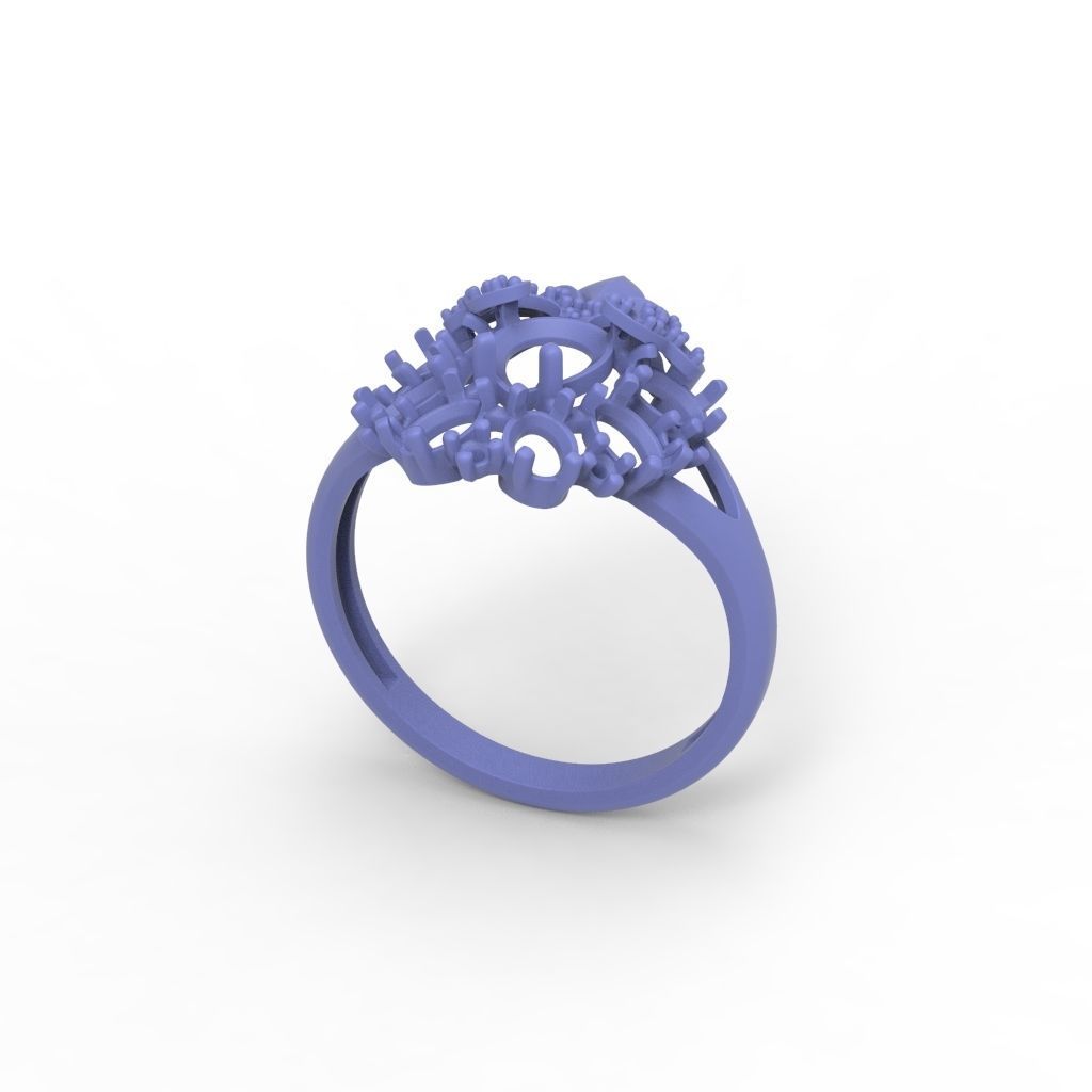 Women ring with gems and diamonds 3dm stl vintage 3D print model_25