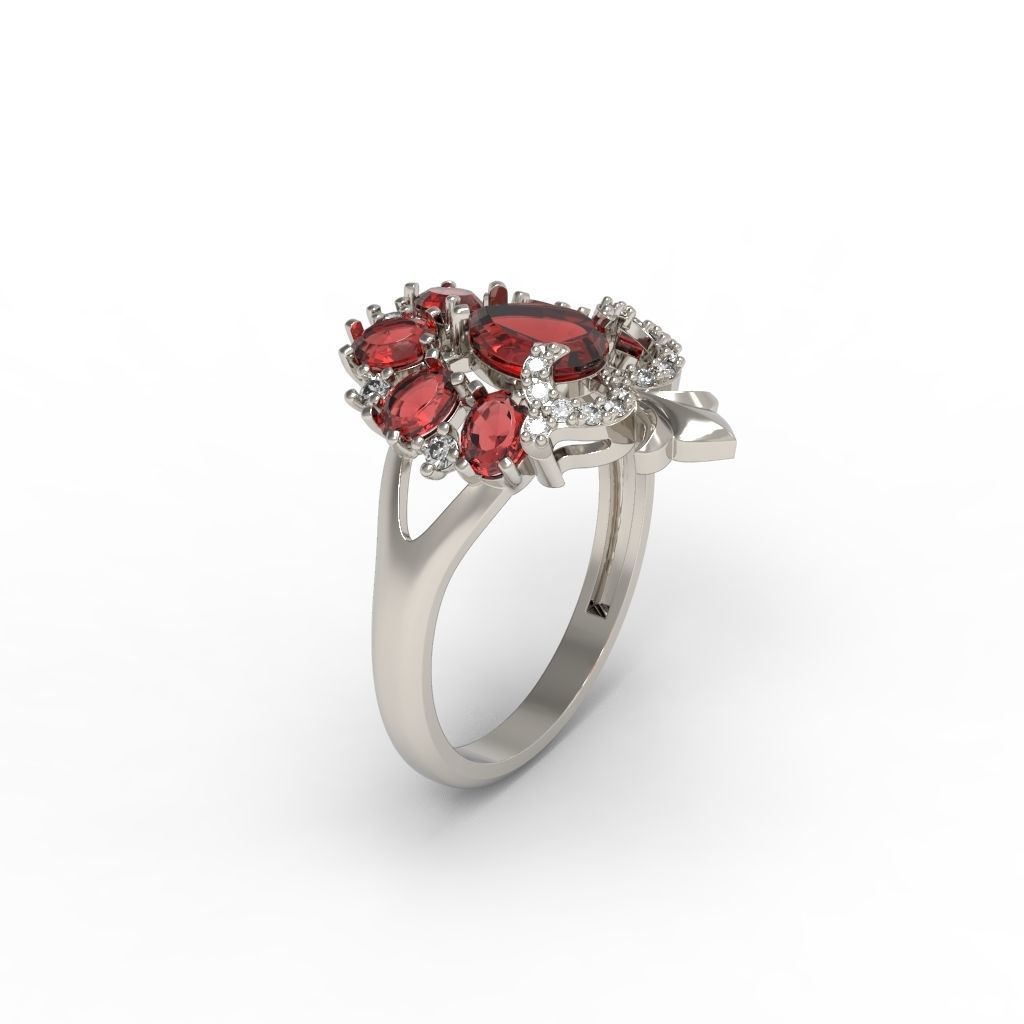 Women ring with gems and diamonds 3dm stl vintage 3D print model_15