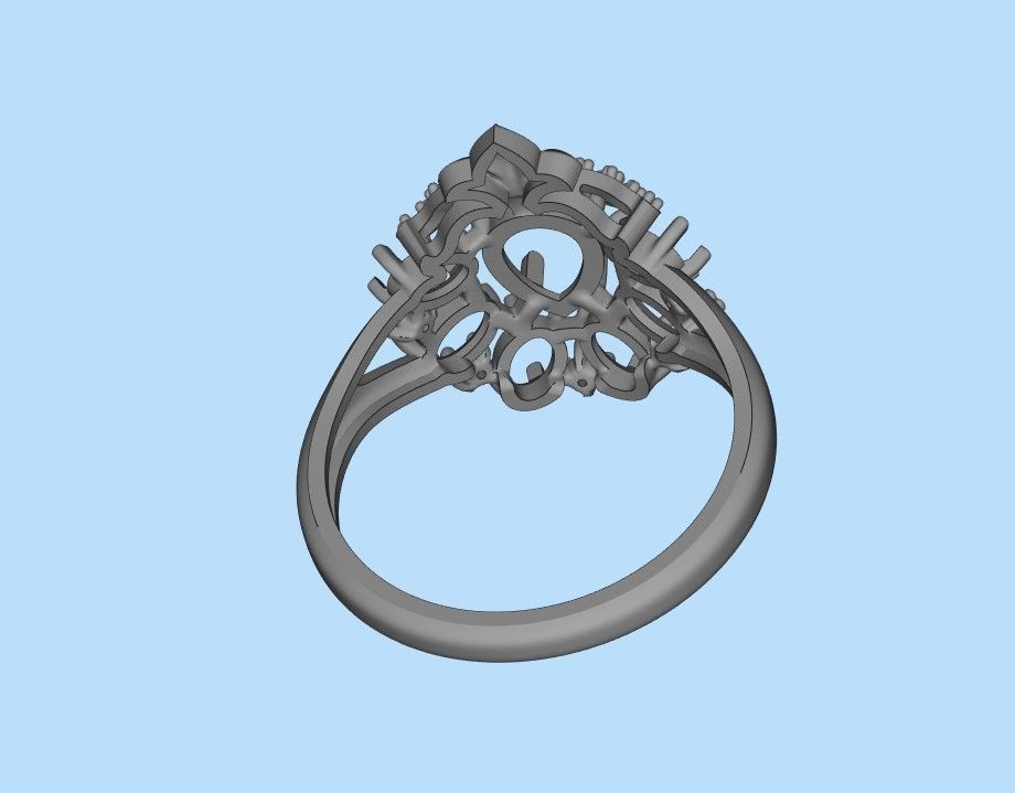 Women ring with gems and diamonds 3dm stl vintage 3D print model_46