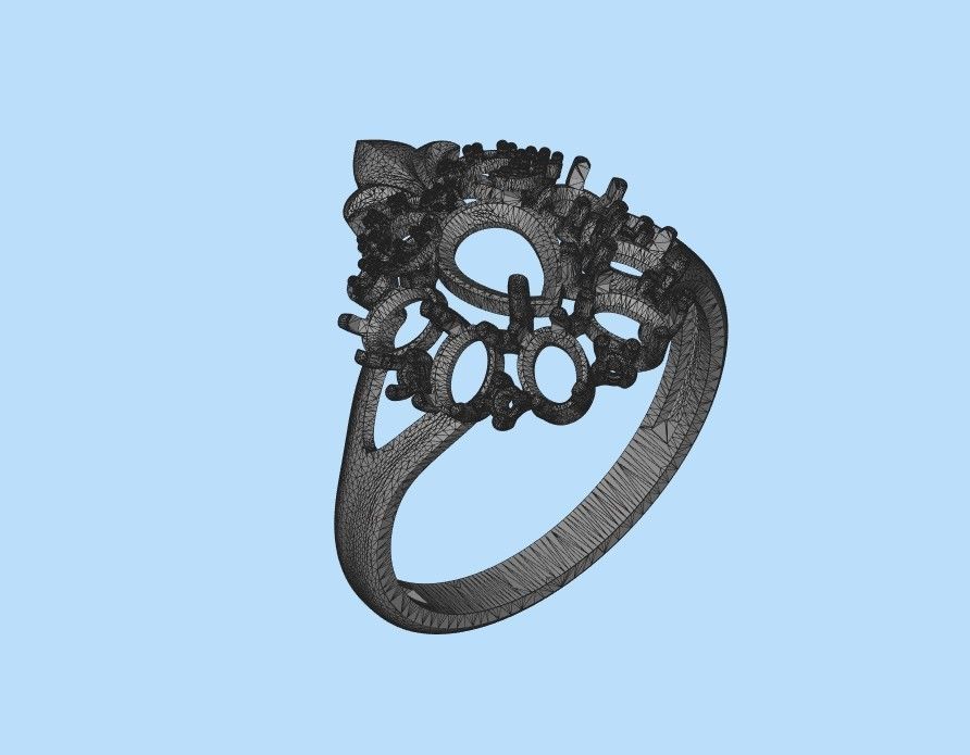 Women ring with gems and diamonds 3dm stl vintage 3D print model_47