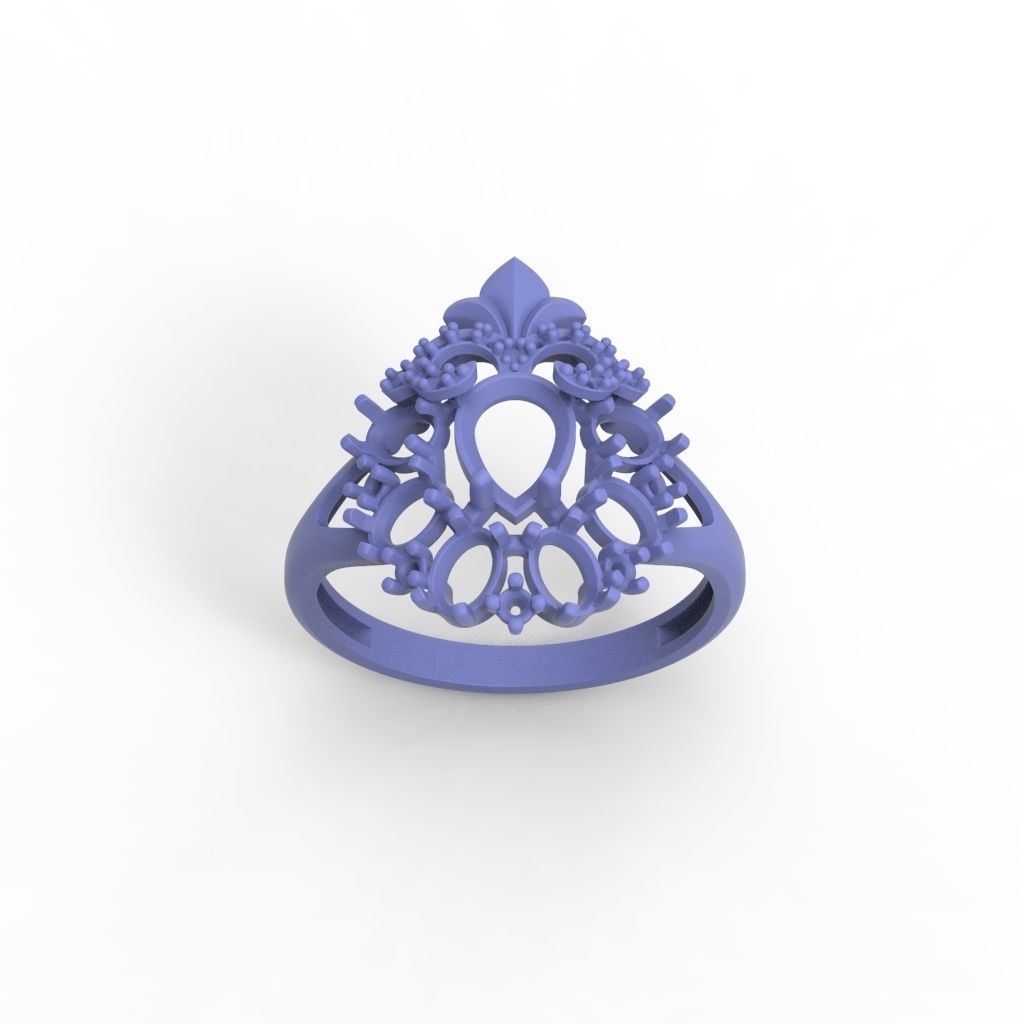 Women ring with gems and diamonds 3dm stl vintage 3D print model_22