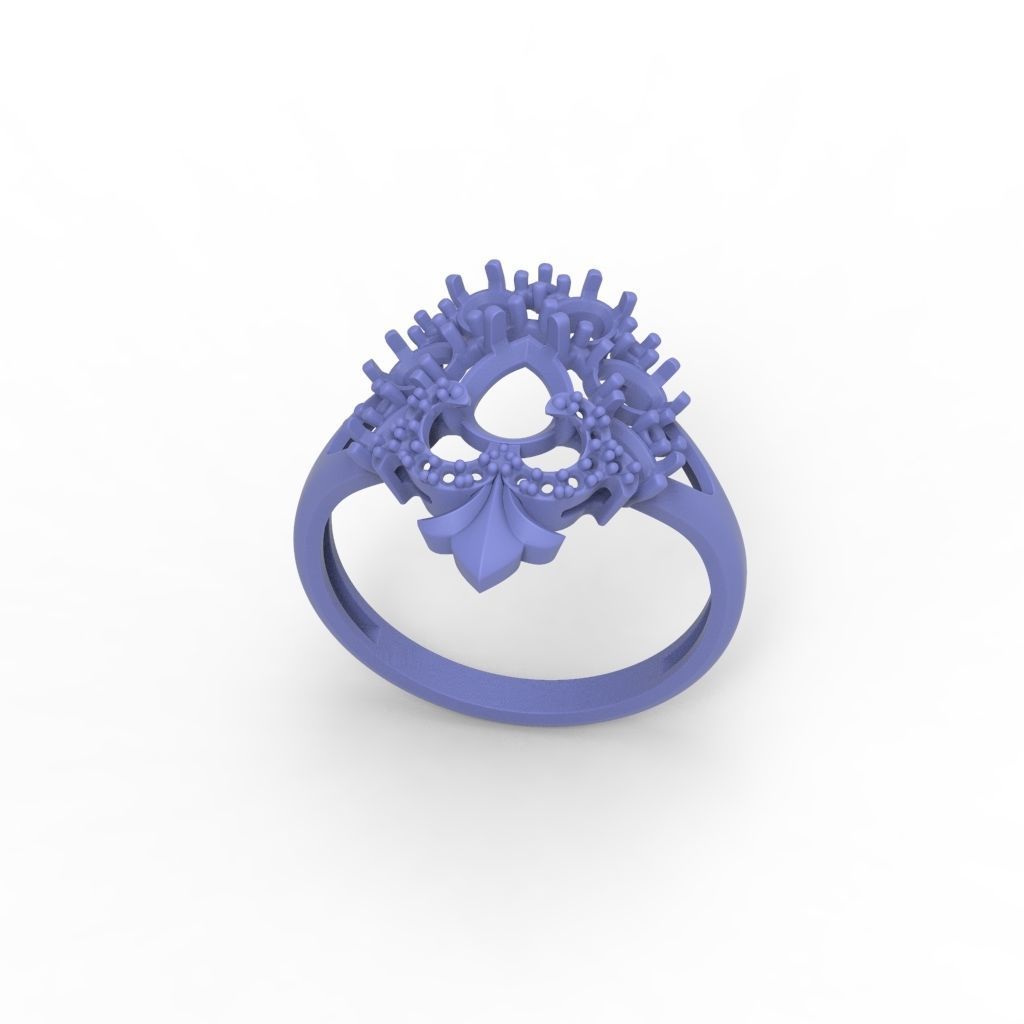 Women ring with gems and diamonds 3dm stl vintage 3D print model_30