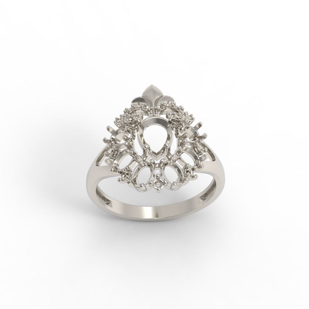 Women ring with gems and diamonds 3dm stl vintage 3D print model_32