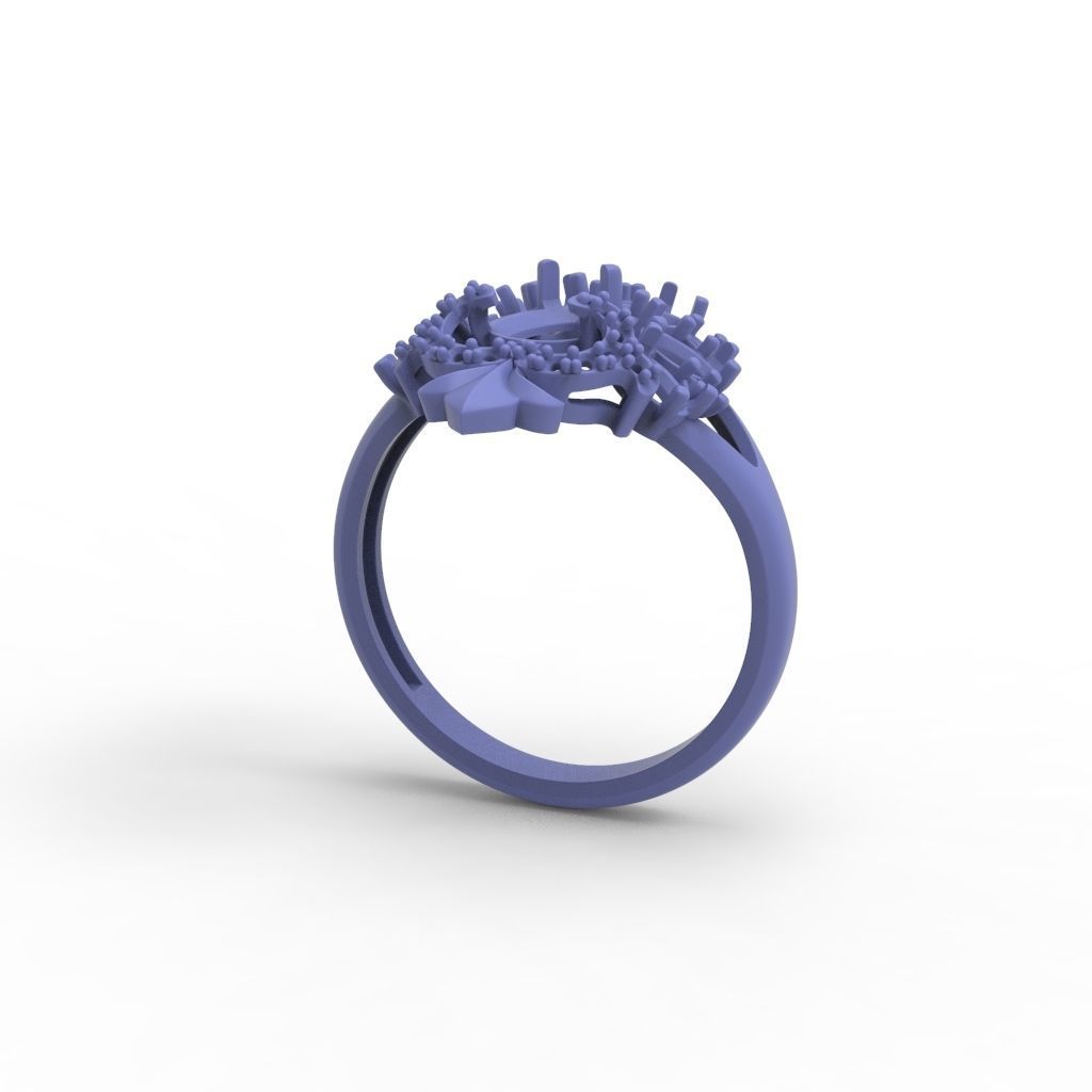 Women ring with gems and diamonds 3dm stl vintage 3D print model_29