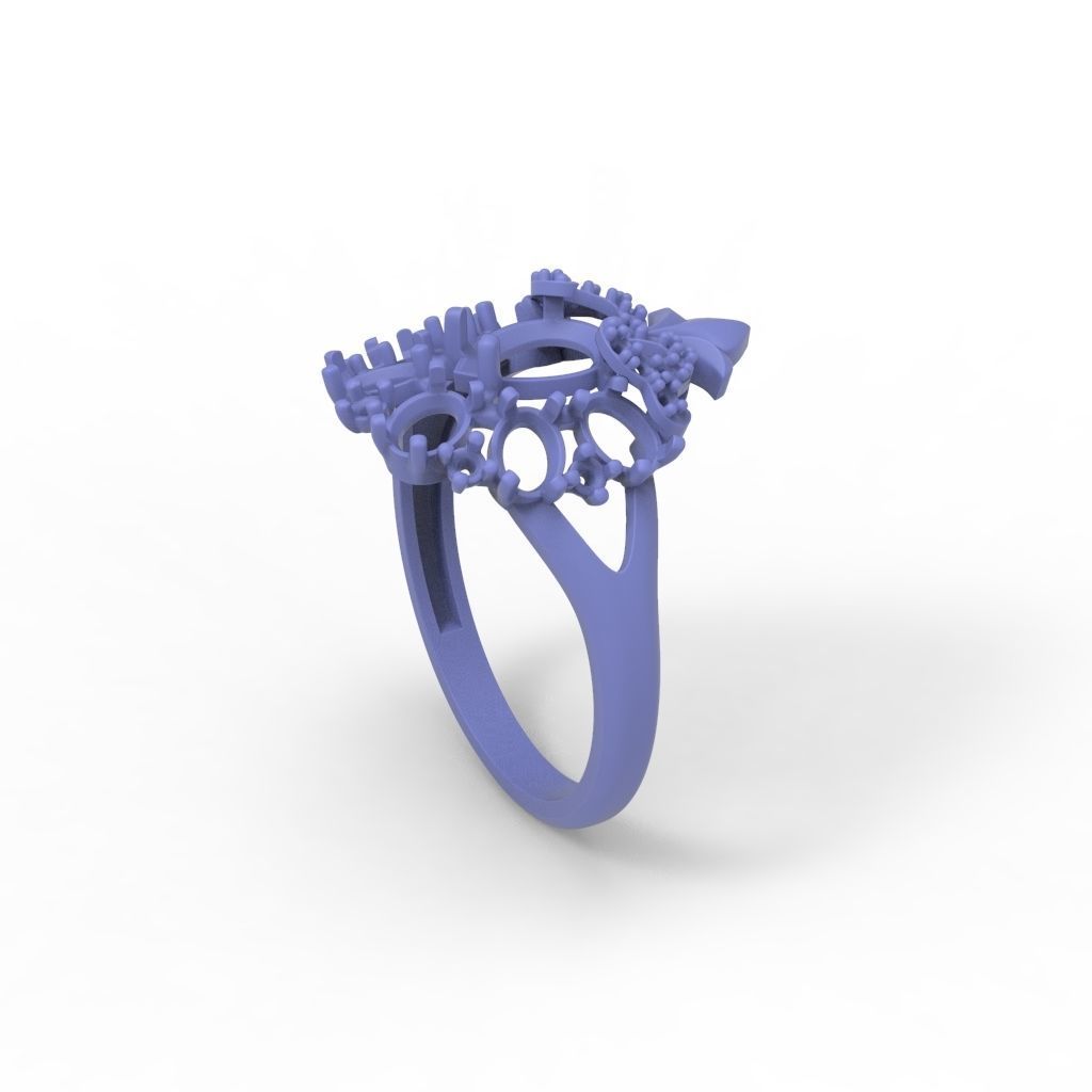 Women ring with gems and diamonds 3dm stl vintage 3D print model_26