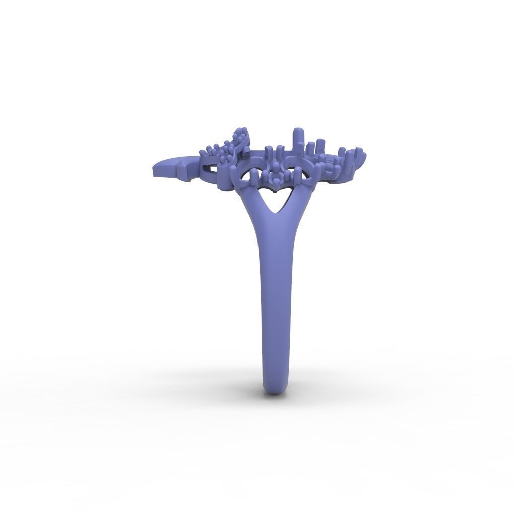 Women ring with gems and diamonds 3dm stl vintage 3D print model_28