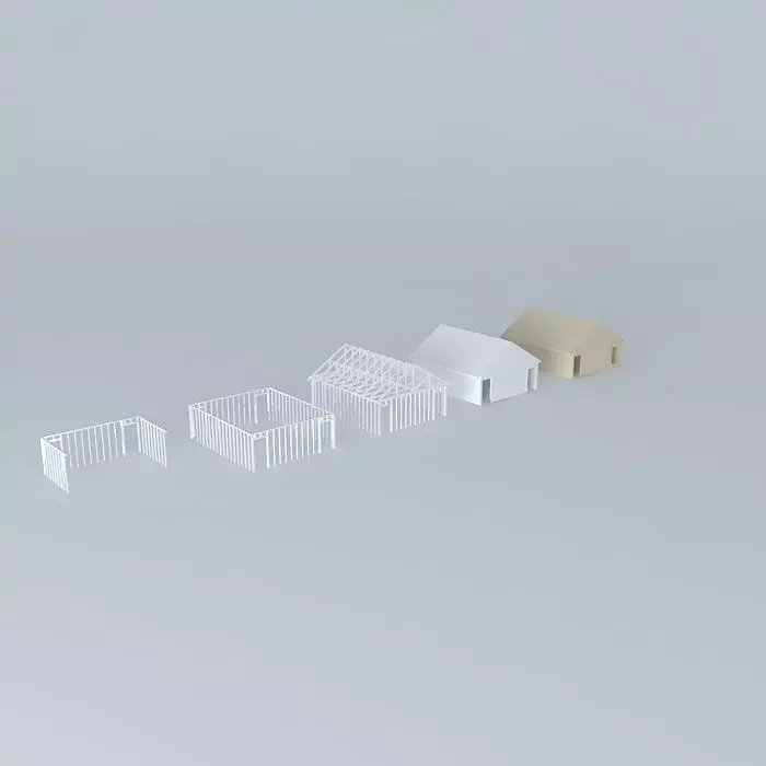 How to build a small wooden house Free 3D model_0